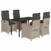 Image de vidaXL Salon de jardin 5 pièces avec coussins gris clair Poly rotin