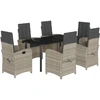 Image de vidaXL Ensemble de jardin 7 pièces avec coussins gris clair Poly rotin