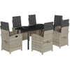 Image de vidaXL Ensemble de jardin 7 pièces avec coussins gris clair Poly rotin