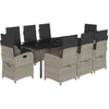 Image de vidaXL Salon de jardin 9 pièces avec coussins gris clair Poly rotin
