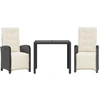 Image de vidaXL Ensemble Bistro 3 pièces avec coussins Noir Poly Rattan