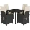 Image de vidaXL Ensemble de jardin 5 pièces avec coussins Noir Poly Rattan