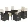 Image de vidaXL Ensemble de jardin 7 pièces avec coussins Noir Poly Rattan