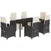 Image de vidaXL Ensemble de jardin 7 pièces avec coussins Noir Poly Rattan