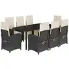 Image de vidaXL Salon de jardin 9 pièces avec coussins noir poly rotin