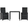 Image de vidaXL Ensemble Bistro 3 pièces avec coussins Noir Poly Rattan