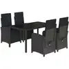 Image de vidaXL Ensemble de jardin 5 pièces avec coussins Noir Poly Rattan