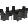 Image de vidaXL Ensemble de jardin 7 pièces avec coussins Noir Poly Rattan