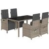 Image de vidaXL Ensemble de jardin 5 pièces avec coussins Gris Poly rotin