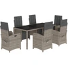 Image de vidaXL Ensemble de jardin 7 pièces avec coussins Gris Poly rotin