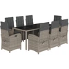 Image de vidaXL Salon de jardin 9 pièces avec coussins Gris Poly Rattan