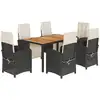 Image de vidaXL Ensemble de jardin 7 pièces avec coussins Noir Poly Rattan