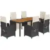Image de vidaXL Ensemble de jardin 7 pièces avec coussins Noir Poly Rattan
