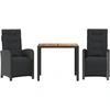 Image de vidaXL Ensemble Bistro 3 pièces avec coussins Noir Poly Rattan