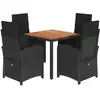 Image de vidaXL Ensemble de jardin 5 pièces avec coussins Noir Poly Rattan