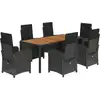 Image de vidaXL Ensemble de jardin 7 pièces avec coussins Noir Poly Rattan