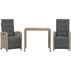 Image de vidaXL Ensemble Bistro 3 pièces avec coussins Gris Poly Rattan