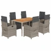 Image de vidaXL Ensemble de jardin 7 pièces avec coussins Gris Poly rotin