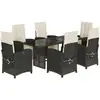 Image de vidaXL Ensemble de jardin 7 pièces avec coussins Noir Poly Rattan
