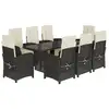 Image de vidaXL Salon de jardin 9 pièces avec coussins noir poly rotin