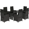 Image de vidaXL Ensemble de jardin 7 pièces avec coussins Noir Poly Rattan