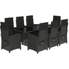 Image de vidaXL Salon de jardin 9 pièces avec coussins noir poly rotin