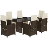Image de vidaXL Ensemble de jardin 7 pièces avec coussins Marron Poly rotin