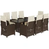 Image de vidaXL Salon de jardin 9 pièces avec coussins Marron Poly rotin