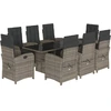 Image de vidaXL Salon de jardin 9 pièces avec coussins Gris Poly Rattan