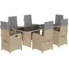 Image de vidaXL Ensemble de jardin 7 pièces avec coussins Beige Poly rotin