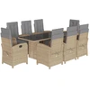Image de vidaXL Salon de jardin 9 pièces avec coussins Beige Poly Rattan