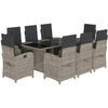 Image de vidaXL Salon de jardin 9 pièces avec coussins gris clair Poly rotin