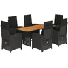 Image de vidaXL Ensemble de jardin 7 pièces avec coussins Noir Poly Rattan