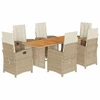 Image de vidaXL Ensemble de jardin 7 pièces avec coussins Beige Poly rotin