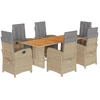Image de vidaXL Ensemble de jardin 7 pièces avec coussins Beige Poly rotin