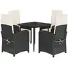 Image de vidaXL Ensemble de jardin 5 pièces avec coussins Noir Poly Rattan