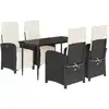 Image de vidaXL Ensemble de jardin 5 pièces avec coussins Noir Poly Rattan