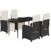 Image de vidaXL Ensemble de jardin 5 pièces avec coussins Noir Poly Rattan