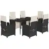 Image de vidaXL Ensemble de jardin 7 pièces avec coussins Noir Poly Rattan