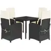 Image de vidaXL Ensemble de jardin 5 pièces avec coussins Noir Poly Rattan