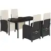 Image de vidaXL Ensemble de jardin 5 pièces avec coussins Noir Poly Rattan
