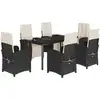 Image de vidaXL Ensemble de jardin 7 pièces avec coussins Noir Poly Rattan