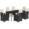 Image de vidaXL Ensemble de jardin 7 pièces avec coussins Noir Poly Rattan
