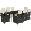 Image de vidaXL Salon de jardin 9 pièces avec coussins noir poly rotin