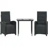 Image de vidaXL Ensemble Bistro 3 pièces avec coussins Noir Poly Rattan