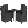 Image de vidaXL Ensemble de jardin 5 pièces avec coussins Noir Poly Rattan