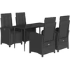 Image de vidaXL Ensemble de jardin 5 pièces avec coussins Noir Poly Rattan