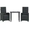 Image de vidaXL Ensemble Bistro 3 pièces avec coussins Noir Poly Rattan