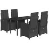 Image de vidaXL Ensemble de jardin 5 pièces avec coussins Noir Poly Rattan