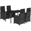 Image de vidaXL Ensemble de jardin 5 pièces avec coussins Noir Poly Rattan
